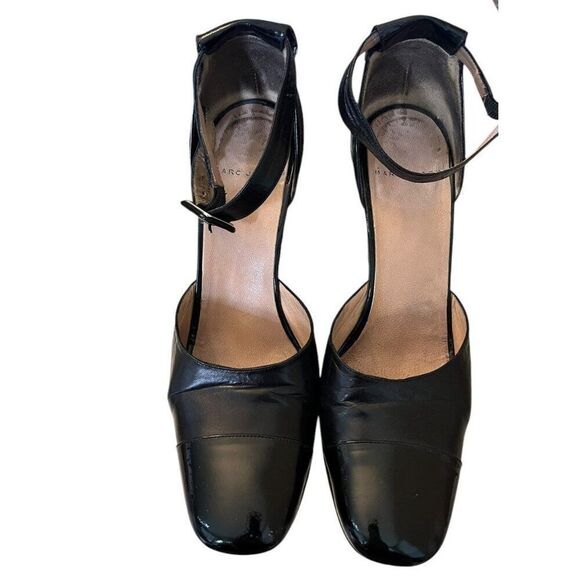 Marc Jacobs US Size 5.5 Euro 35 1/2 Black Buckle Ankle Strap Leather Pump Heels - Picture 3 of 7